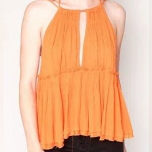 Free People Orange Babydoll Tank in Orange